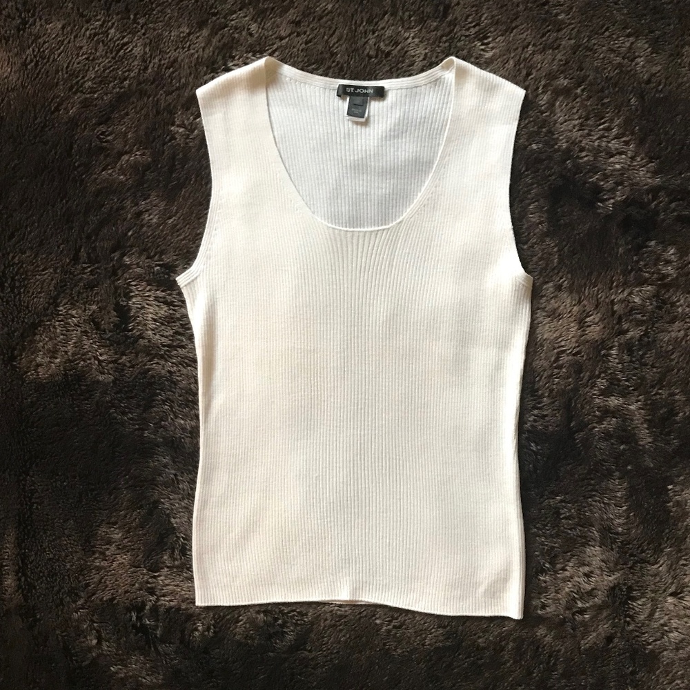 ST. JOHN Rib-Knit Shell wool blend tank top M